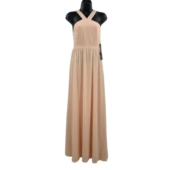 Lulu’s Women's  Air‎ of Romance Sleeveless Peach Chiffon Maxi Dress Size XS NWT - Picture 1 of 13